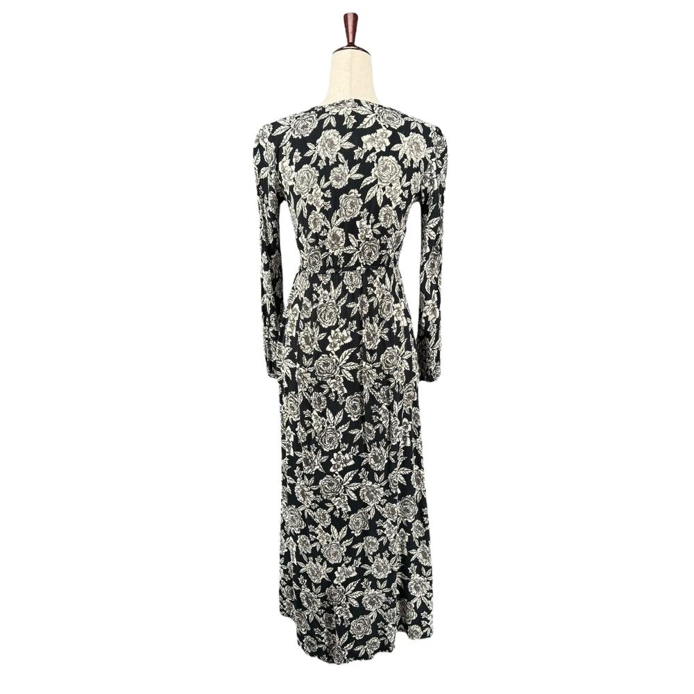 Billabong Allegra Floral Maxi Button Down Dress Womens S Black White Rayon - Picture 3 of 16